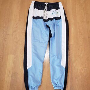 Derty Laundry Jogger Pants Mens Medium Blue Athletic Pockets Ankle Zip Slits